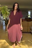 Made in Italy Paulo Pillow Cotton Shirt Dress Deep Burgundy
